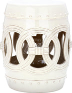SAFAVIEH Home Collection Double Coin Cream Ceramic Indoor/ Outdoor Decorative Garden Stool (Fully Assembled) by SAFAVIEH