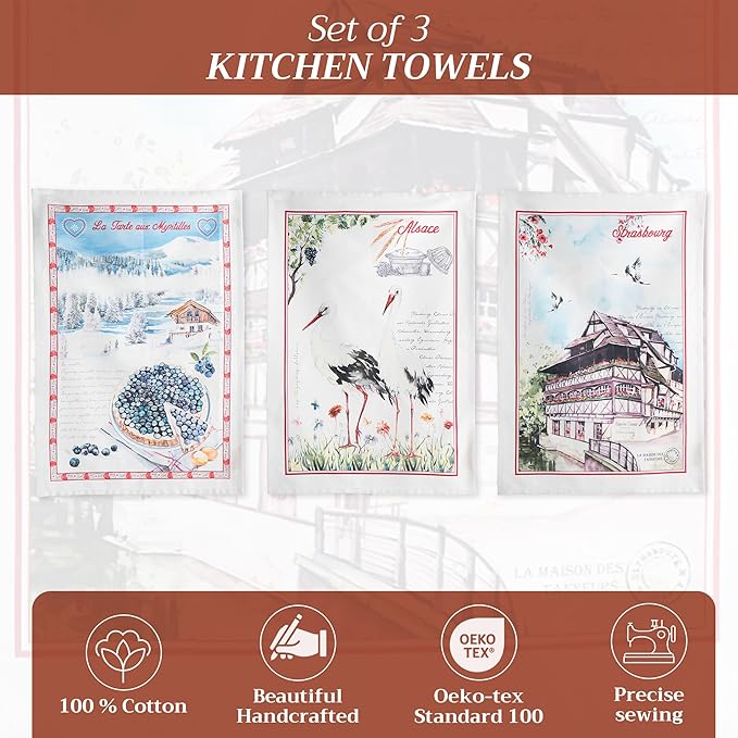 Maison d' Hermine Kitchen Towels Set of 3 100% Cotton 27.50" x 20" Reusable - Image 2