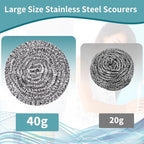 Stainless Steel Scourer Heavy Duty Scrubber Pads Steel Wool Pack of 6 - Image 3