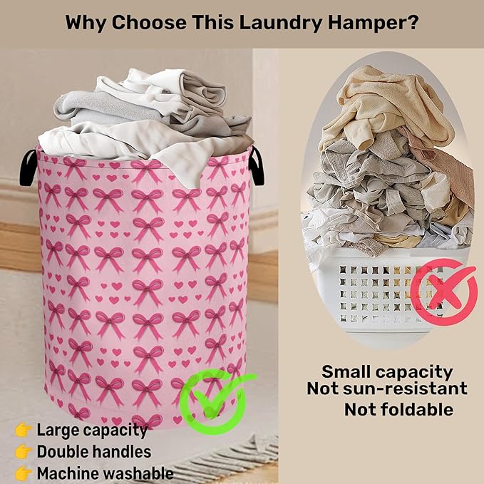 Pink Bow Laundry Hamper - Image 3