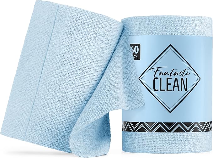 Fantasticlean Microfiber Cleaning Cloth Roll -60 Pack, Tear Away Paperless by Fantasticlean