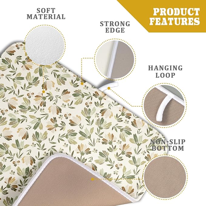 Spring Summer Daisy Floral Leaf Dish Drying Pad 16 x 18 Inch - Image 4
