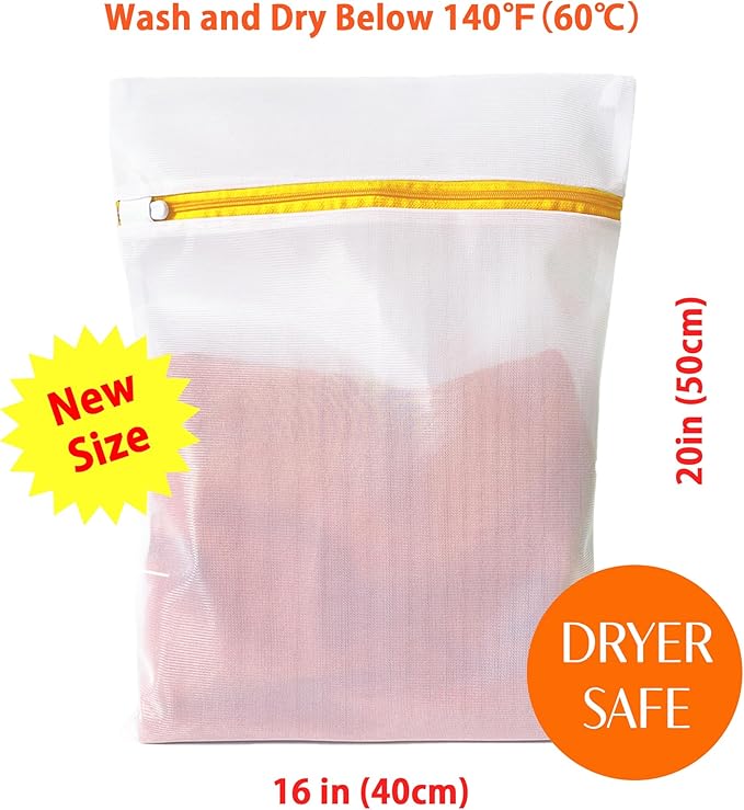 3 Pack Mesh Laundry Bags for Delicates 16inx20in, Dryer Safe, Breathable Fine - Image 2
