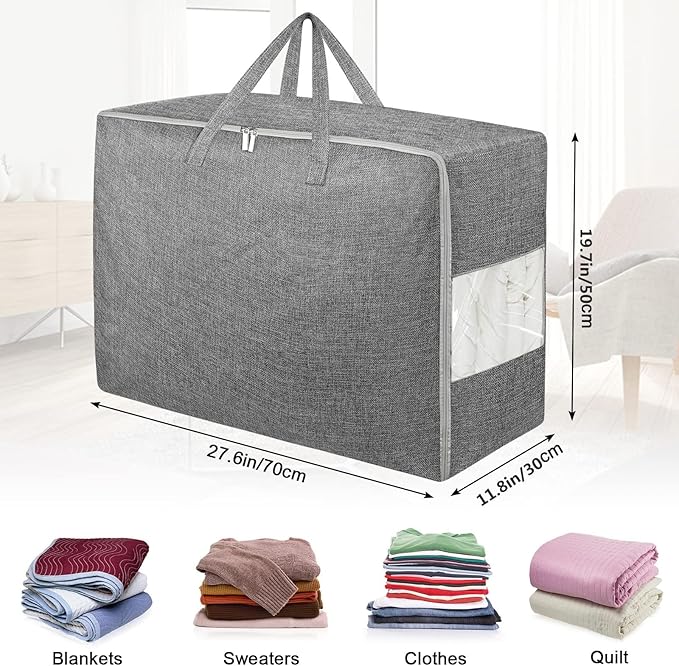 4Pack 105L Extra Large Storage Bags, Folding Moving Comforter Blanket Storage - Image 3