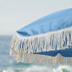 AMMSUN 7ft Patio Umbrella with Fringe Outdoor Tassel Umbrella UPF50+ Premium Steel Pole and Ribs Push Button Tilt, Sky Blue - Image 3