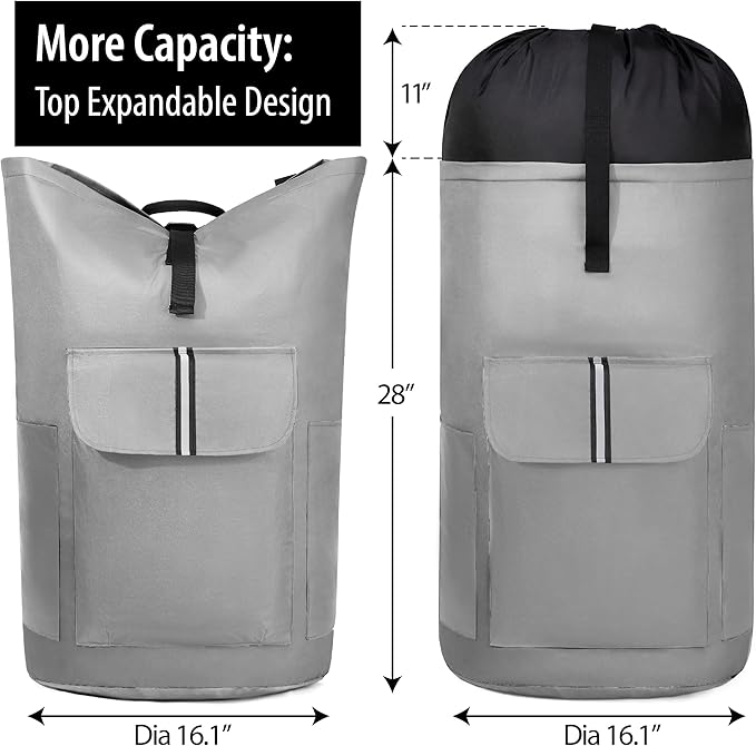 BeeGreen Grey-Laundry-Bag-Backpack-Extra-Large-Heavy-Duty, 125L Portable Travel - Image 2
