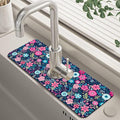 Modern Blue and Pink Floral Sink Faucet Absorbing Mat Sink Splash Guard Faucet by Unknown