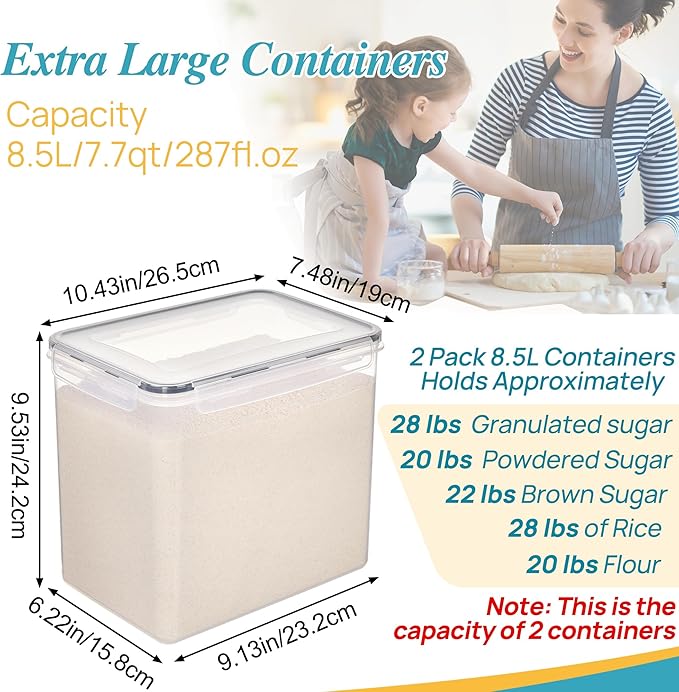 Vtopmart 8.5L 2 Pack Extra Large Flour Sugar Storage Containers - Image 2
