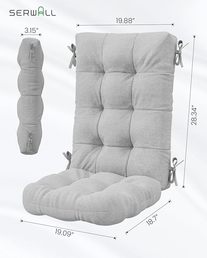 SERWALL HDPE Outdoor Rocking Chair Cushion Set of 4, Memory Foam Cushion Flowers Pattern - Image 3