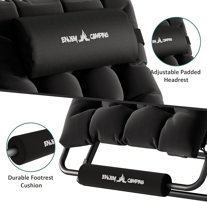 UDPATIO Oversized Zero Gravity Chair 29In XL Patio Reclining Chair with Cushion, Outdoor Folding Recliner with Pillows|Cup Holder|Foot Rest|Padded Headrest, Black, Support 500LB - Image 4