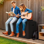 Greesum 100 Gallon Resin Deck Box Large Outdoor Storage with Cushions for Patio Furniture, Garden Tools, Pool Supplies, Weatherproof and UV Resistant, Lockable, Black - Image 3