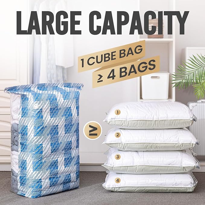 TAILI Vacuum Storage Bags 4 Pack, Jumbo Cube, Vacuum Seal Bags - Image 2