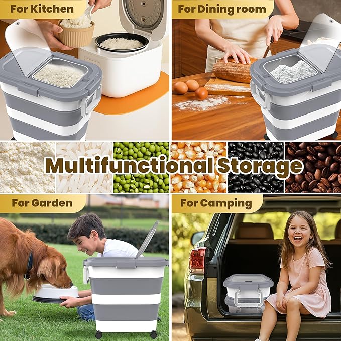 HOYTAMDA 25-35Lbs Rice Container, Collapsible Airtight Food Storage Containers - Image 7