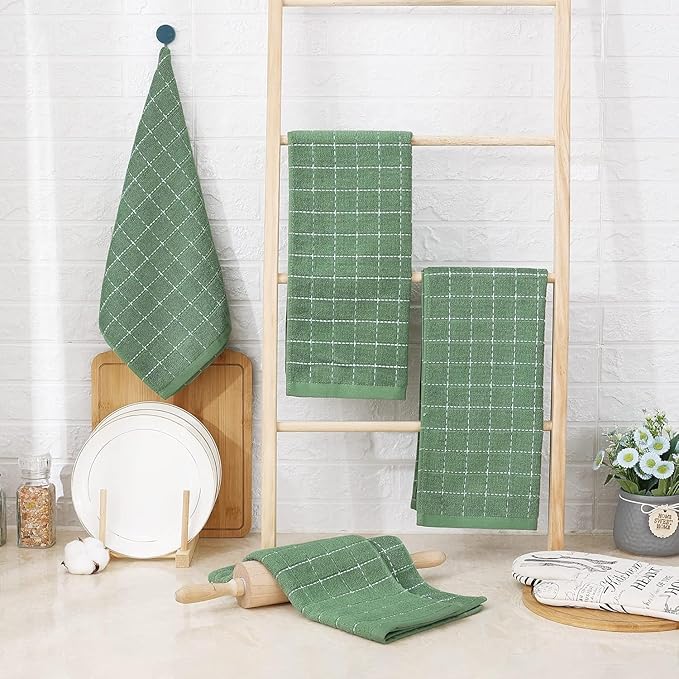 Homaxy 100% Cotton Terry Kitchen Towels, Checkered Designed, Soft and Super - Image 6