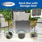 Suncast 22 Gallon Indoor or Outdoor Backyard Patio Small Storage Deck Box with Attractive Bench Seat and Reinforced Lid, Stone (4 Pack) - Image 2