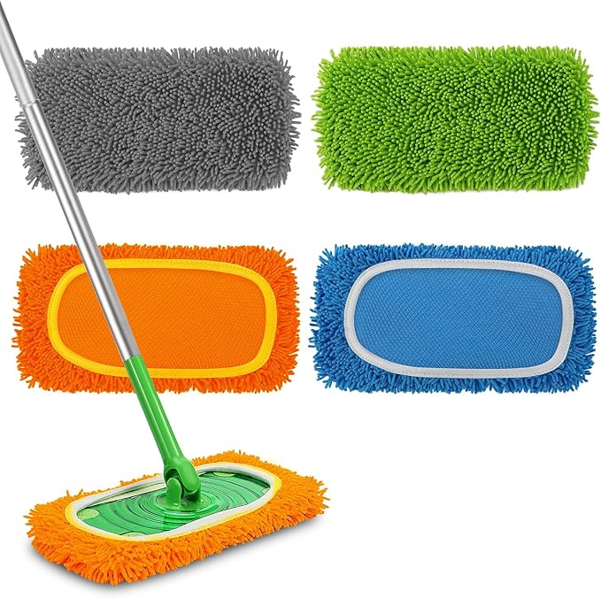 Set of 4 Reusable Microfiber Mop Pads Compatible by MEETI