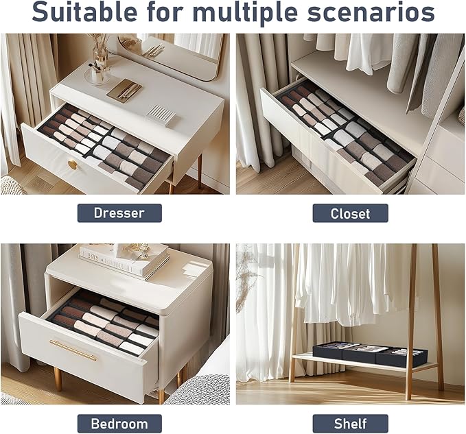 Joyoldelf Sock Drawer Organizer Divider 4 Packs Underwear Organizer, 2 x 24 - Image 6