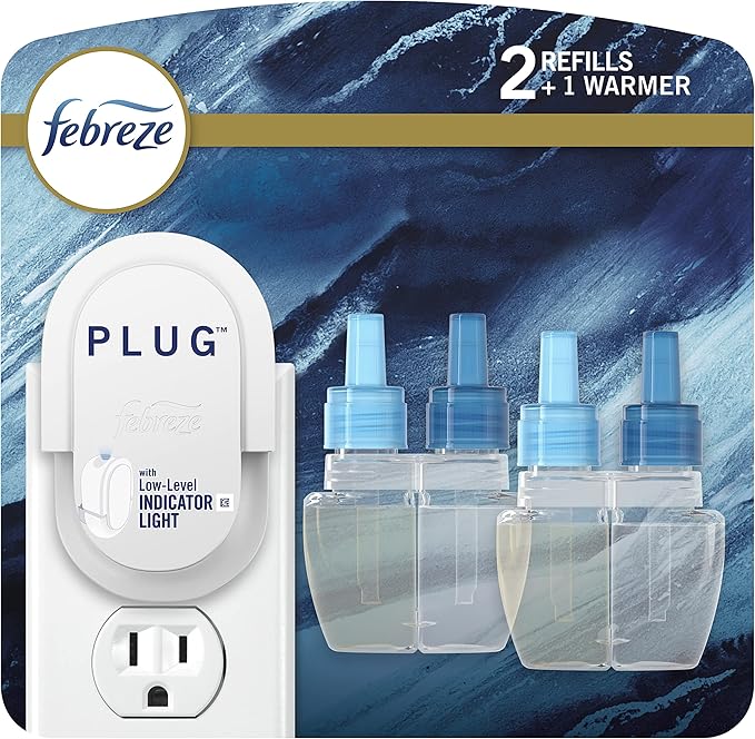 Febreze Plug, Ocean Scent, Scented Refill, 1 Warmer + 2 Oil Refills by Febreze