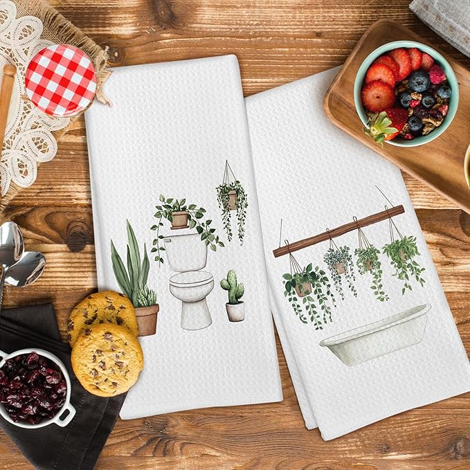 Sage Green Botanical Hand Towels - Image 3