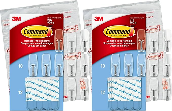 Command Clear Medium Wire Toggle Hooks, 20 Hooks and 24 Strips, Holds Up to 2 by Command