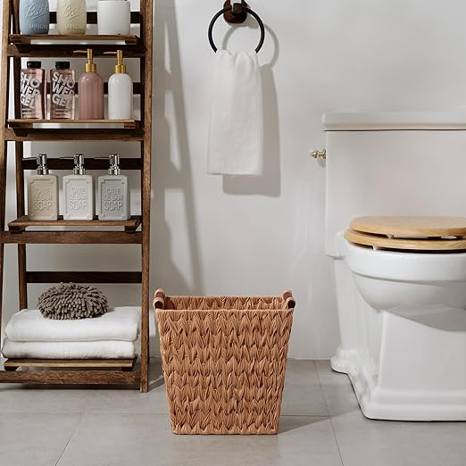 GRANNY SAYS Bathroom Wastebasket, Caramel Orange Woven Trash Can - Image 2