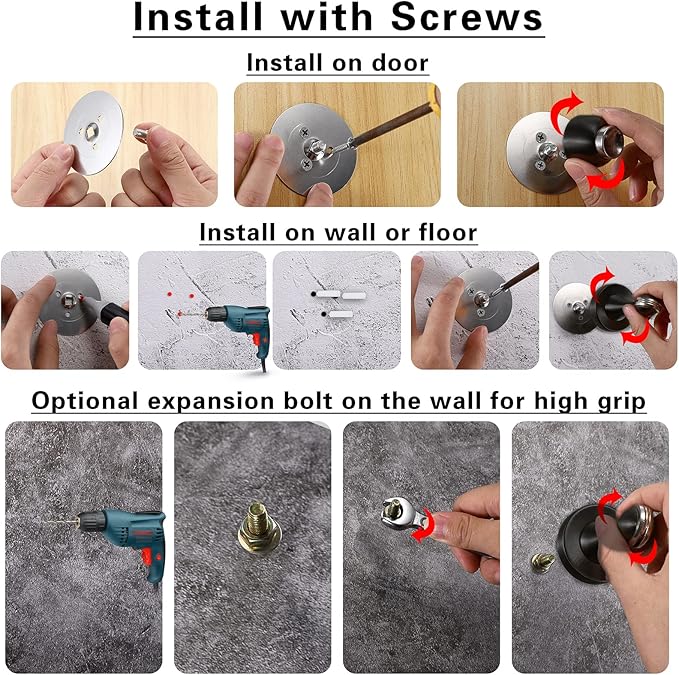Sumnacon Magnetic Door Stopper, Heavy Duty Stainless Steel Door Stop Holder Come - Image 5
