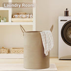 Tall Laundry Basket with Handles, 100L Portable Dirty Clothes Hamper, Boho - Image 6
