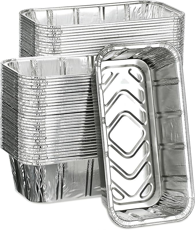 50 Pack 2Lb Loaf Pans, 8.5" X 4.5" X 2.6" Foil Heavy Duty Disposable Aluminum by MOACOCK