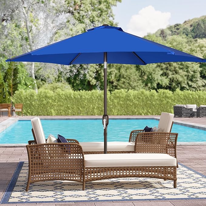 Blissun 7.5 ft Patio Umbrella, Yard Umbrella, Outdoor Market Umbrella with Push Button Tilt Crank, Royal Blue - Image 7