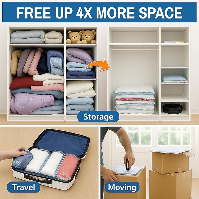 Hanging Vacuum Storage Bags for Clothes & Coats – 8 Pack Vacuum Seal Garment - Image 8