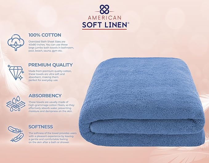 American Soft Linen 100% Cotton 600 GSM Turkish 40x80 Oversized Bath Towel Sheet - Image 4
