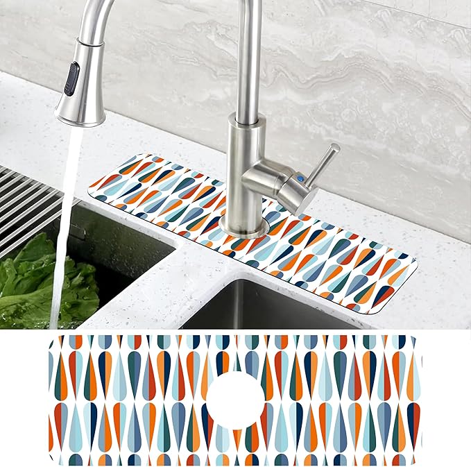 Mid-Century Drop Shapes Kitchen Sink Splash Guard Mat Absorbent Fast Drying Mat - Image 4