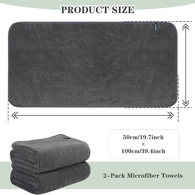 KinHwa Microfiber Hand Towels for Bathroom Soft and Absorbent Face Towels Grey - Image 2