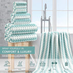 8 Piece Bathroom Towel Set Aqua |2 Oversized Large Bath Towels Sheet, 2 Hand - Image 2