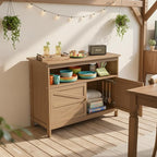 HIPS All-Weather Outdoor Storage Cabinet,Outdoor Sideboard with Magnetic Doors,3-Shelves Patio Storage Cabinet, Used for Garden,Buffet Cabinet,TV Stand, Bar Table,Balcony - Image 2