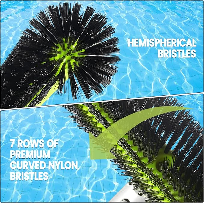 Swimming Pool Brush Head with Round Ends, 17.5" Heavy Duty Aluminum Back Head - Image 3