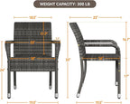 Yaheetech Set of 6 Stackable Outdoor Rattan Dining Chairs, All-Weather Armchair w/Armrests, Steel Frame for Garden, Patio, Deck, Yard, Poolside Gray - Image 3