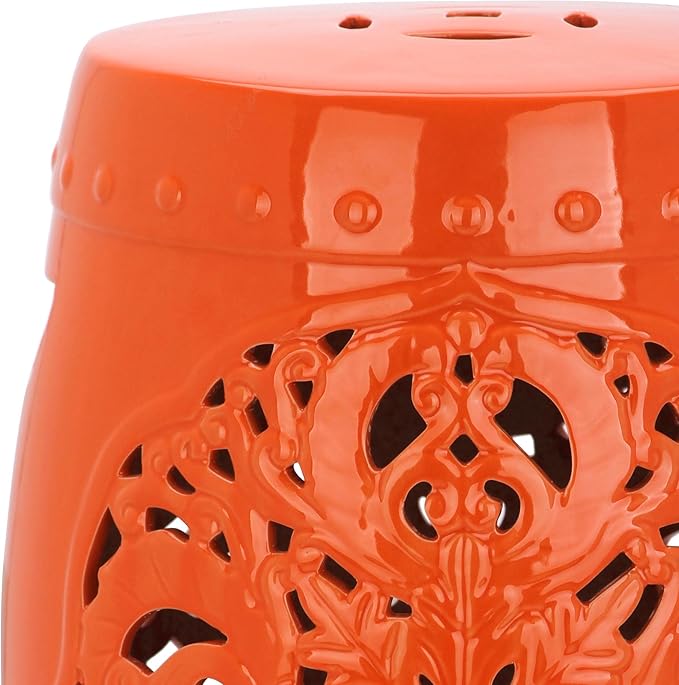 Safavieh Flora Glazed Ceramic Decorative Garden Stool, Orange - Image 5