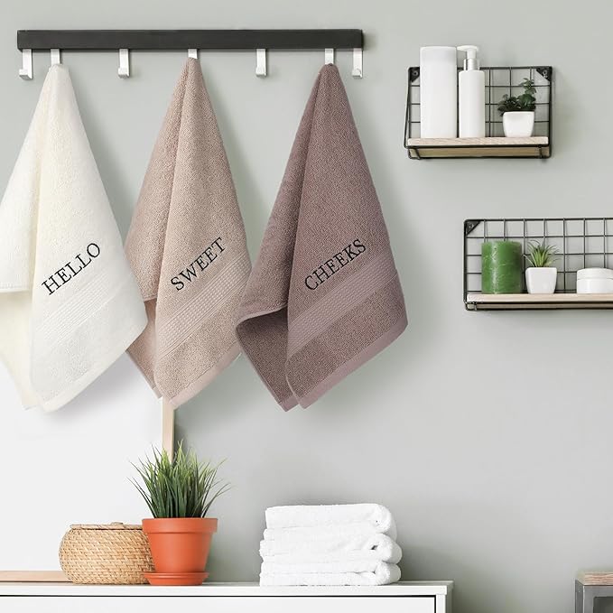 3 Pcs Hello Sweet Cheeks Hand Towels Farmhouse Decorative Embroidered Bathroom - Image 4