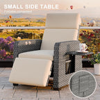 Restland Outdoor Recliner with Independent Adjustable Back & Footrest Wicker Patio Reclining Chair with Flip Table Comfortable Lounge Chair & Thick Cushion for Deck, Porch (Beige) - Image 8