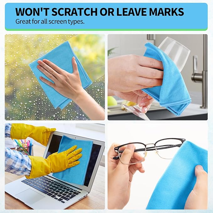 HOMERHYME Microfiber Glass Cleaning Cloth, 12 Pack Window Glass Cleaning Rags - Image 7