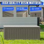 Outdoor Storage Box, Resin Deck Boxes Indoor and outdoor, Waterproof Storage Box Lockable Lid (Grey,200 Gallon) - Image 5