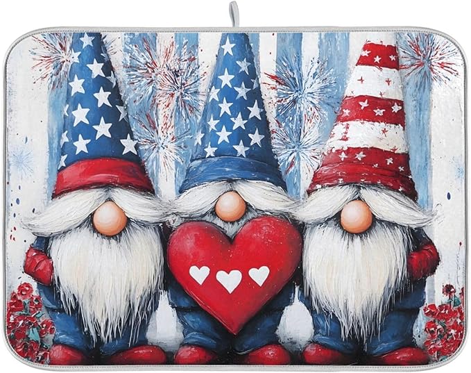 Three Cute Gnomes Pattern Dish Drying Mat by OTVEE