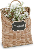 Boho Woven Wall Hanging Basket – Water Hyacinth Flat Back Basket by Unknown
