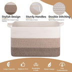 OIAHOMY Extra Large Blanket Basket, 95L Cotton Rope Woven Laundry Basket - Image 6