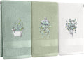 3 Pcs Eucalyptus Hand Towels Farmhouse Embroidered Botanical Bathroom Decor by FuWeave
