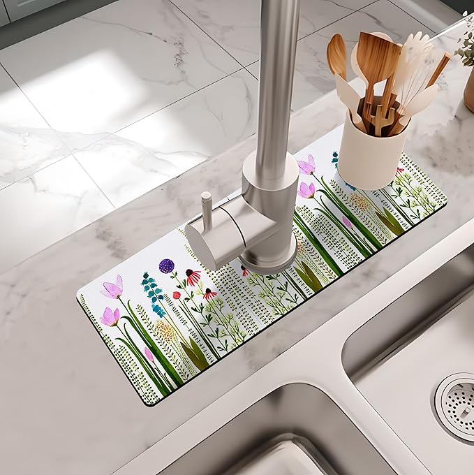 Kitchen Sink Splash Guard Faucet Mat -1 PC Super Absorbent Fast Drying Mat Sink - Image 2