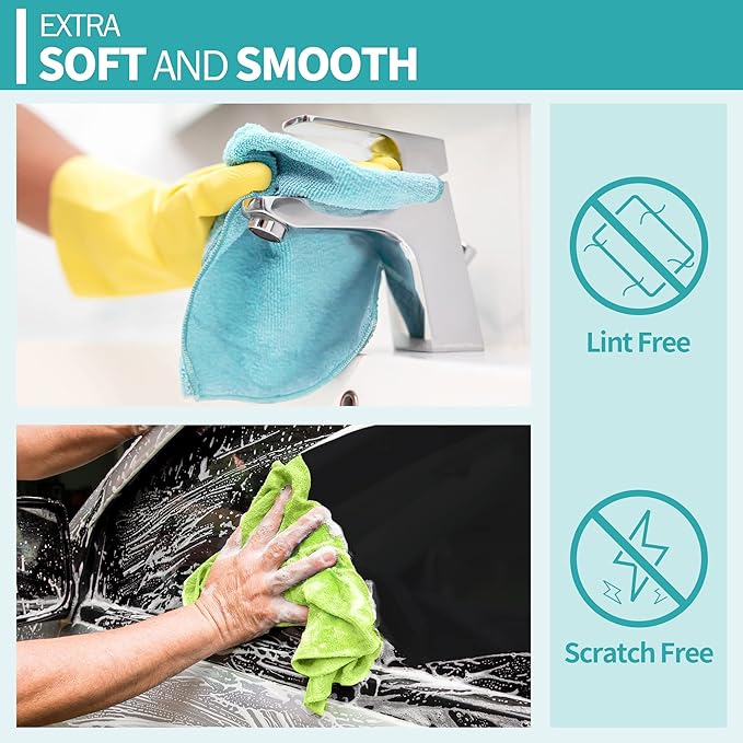 HOMERHYME Microfiber Cleaning Cloth, 12 Pack Cleaning Rags, Lint Free - Image 5