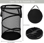 BATTOO 2 Pack Large Collapsible Laundry Basket Foldable Mesh Pop Up Hamper - Image 2