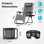Homall Zero Gravity Chair Patio Folding Lawn Outdoor Lounge Reclining Chair with Cup Holder Pillows for Poolside Backyard and Beach Set of 4 Double Grey - Image 3